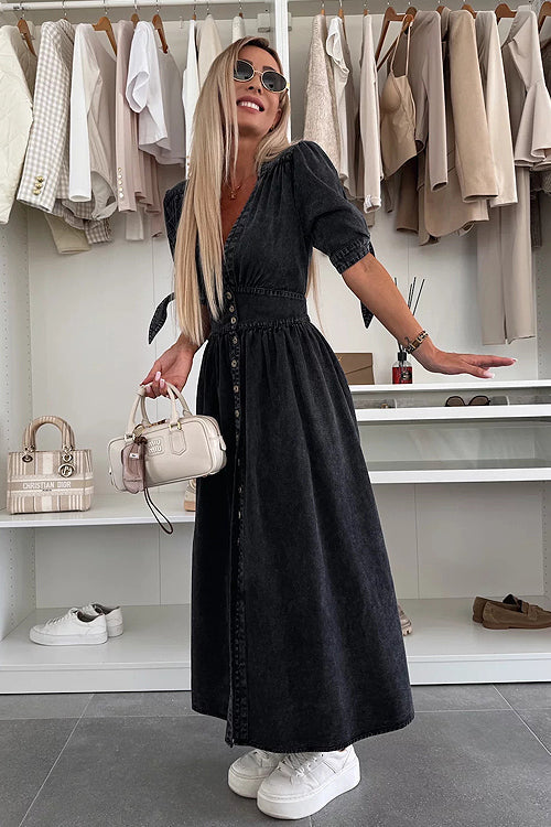 On This Sweet Day Button Down Denim Maxi Dress - 5 Colors