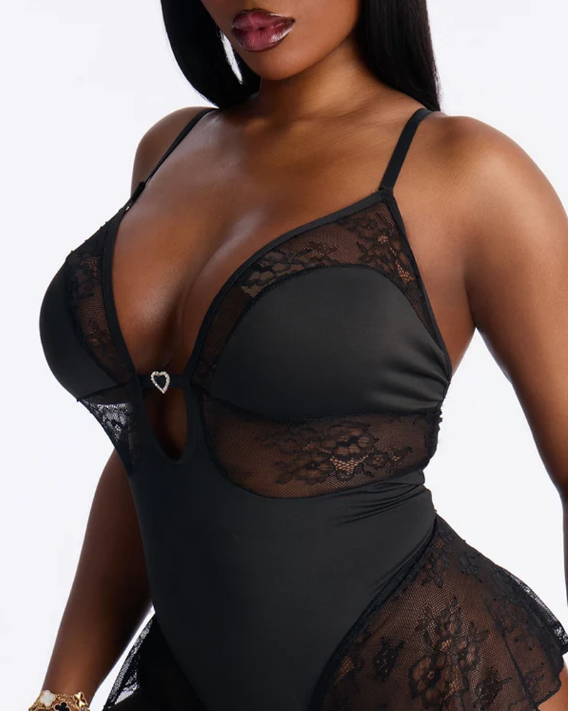 Lace Patchwork Backless Nightdress