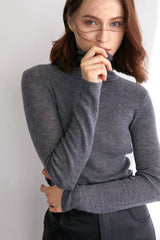Sven Grey Premium Wool Turtleneck Sweater