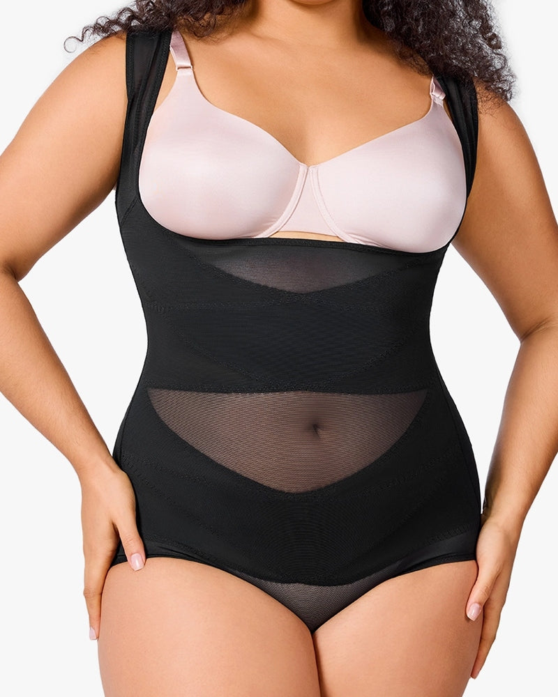 See-Through Mesh Tummy-Controlling Bodysuit