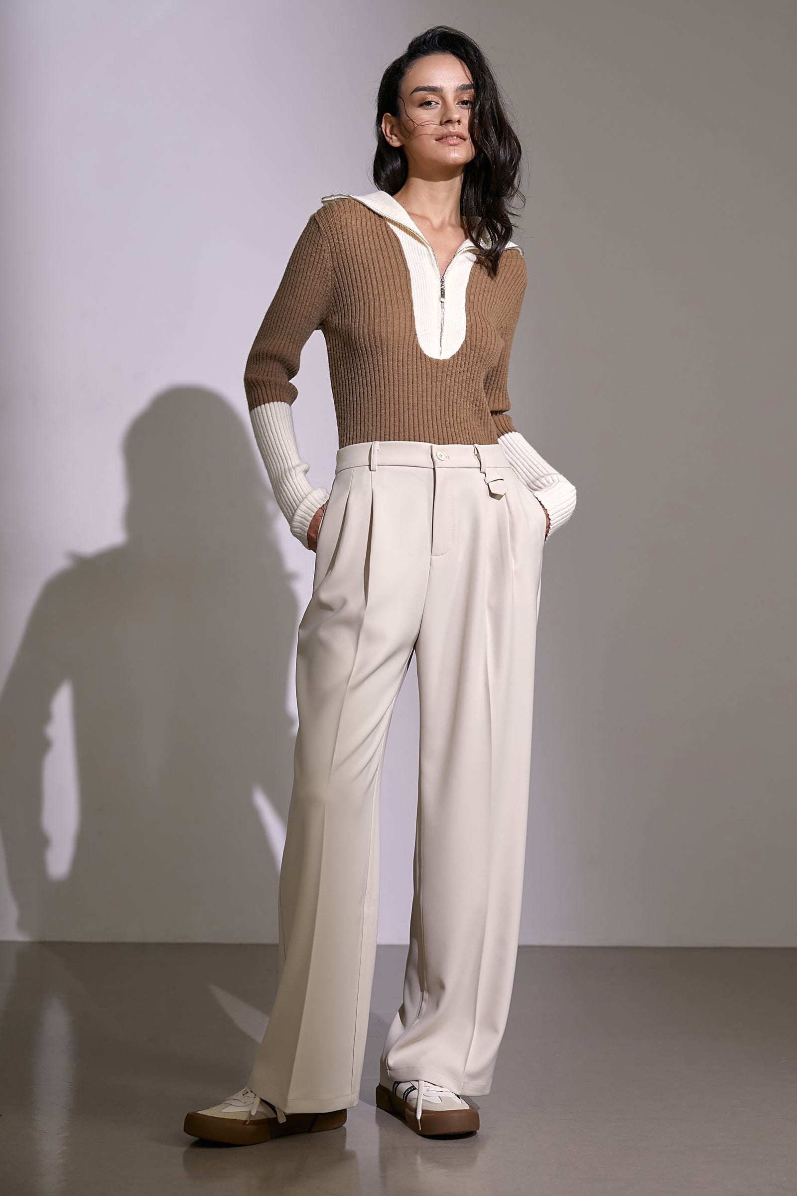 Yatzil Dark Golden Rod Premium Wool Contrast Sweater