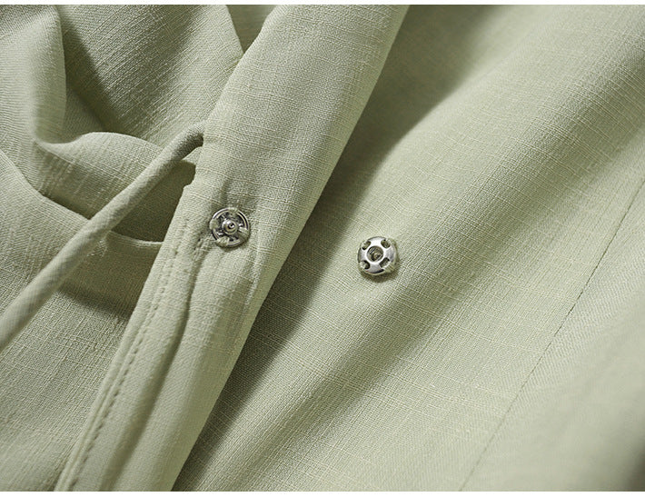 Green Khaki Wrap Front Tie Side Blazer Dress