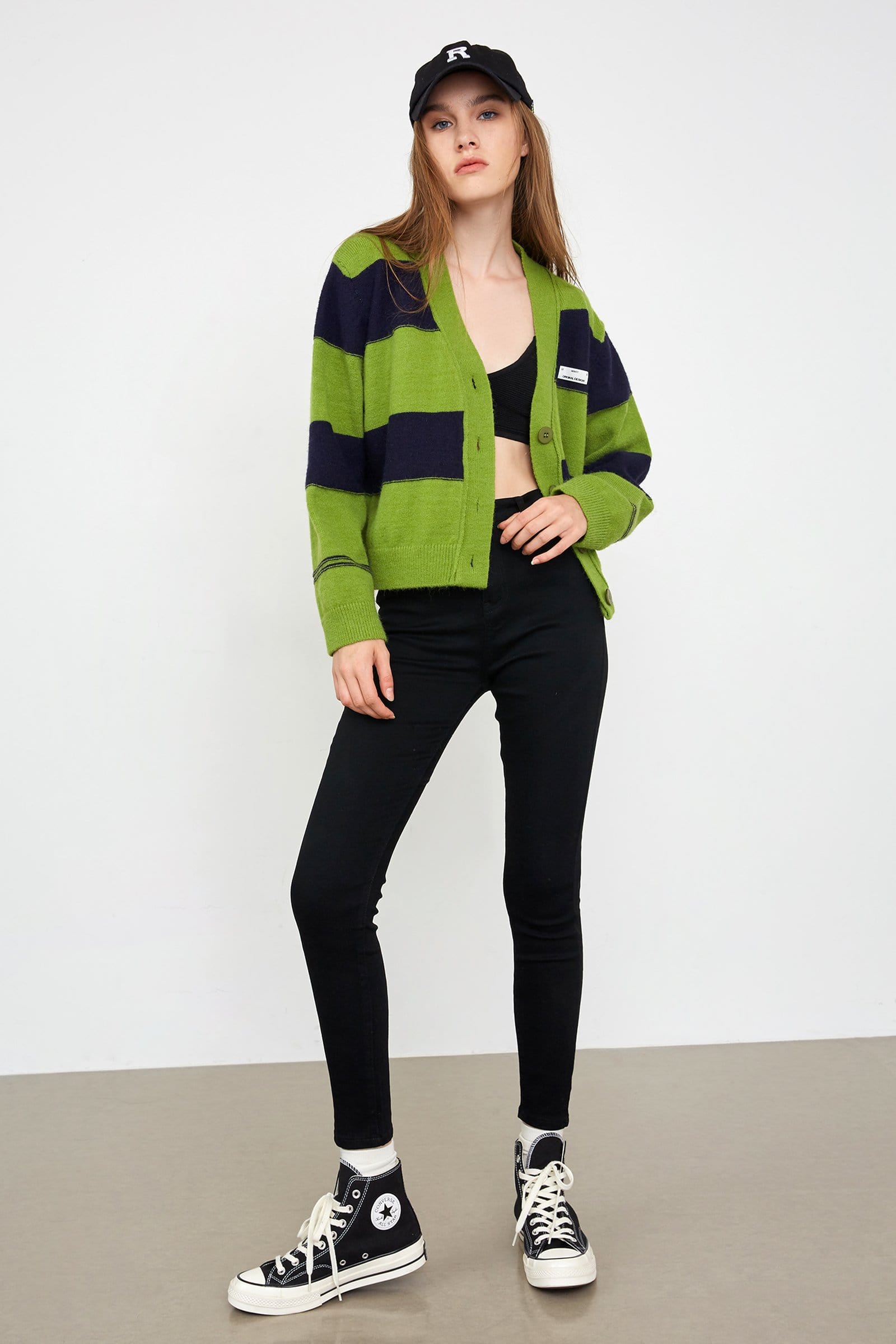 Jeanette Yellow Green Pinstripe Cardigan