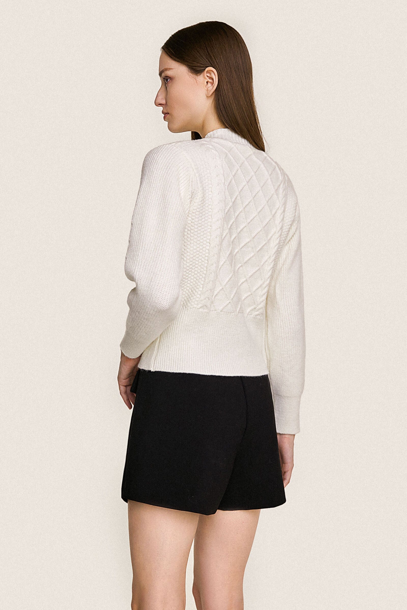 White Bow Detail Button-Up Cardigan