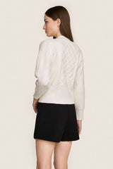 White Bow Detail Button-Up Cardigan