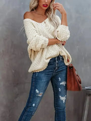 Off-the-Shoulder Sweater Loose Lightweight Pullover Top