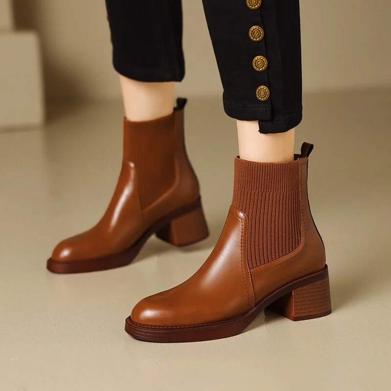 British style stretch slim fit sock boots