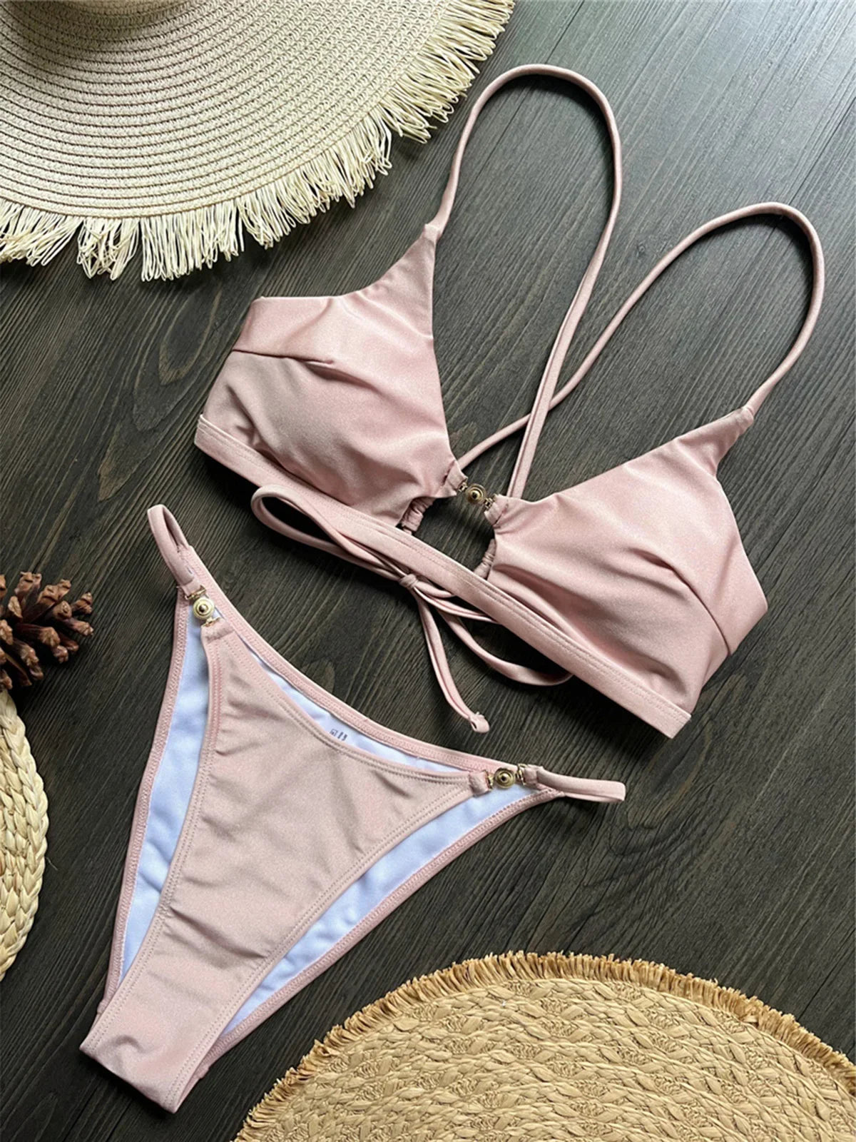 7 Colors Cross Back Bikini Two-pieces Bikini Set