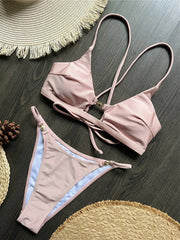 7 Colors Cross Back Bikini Two-pieces Bikini Set