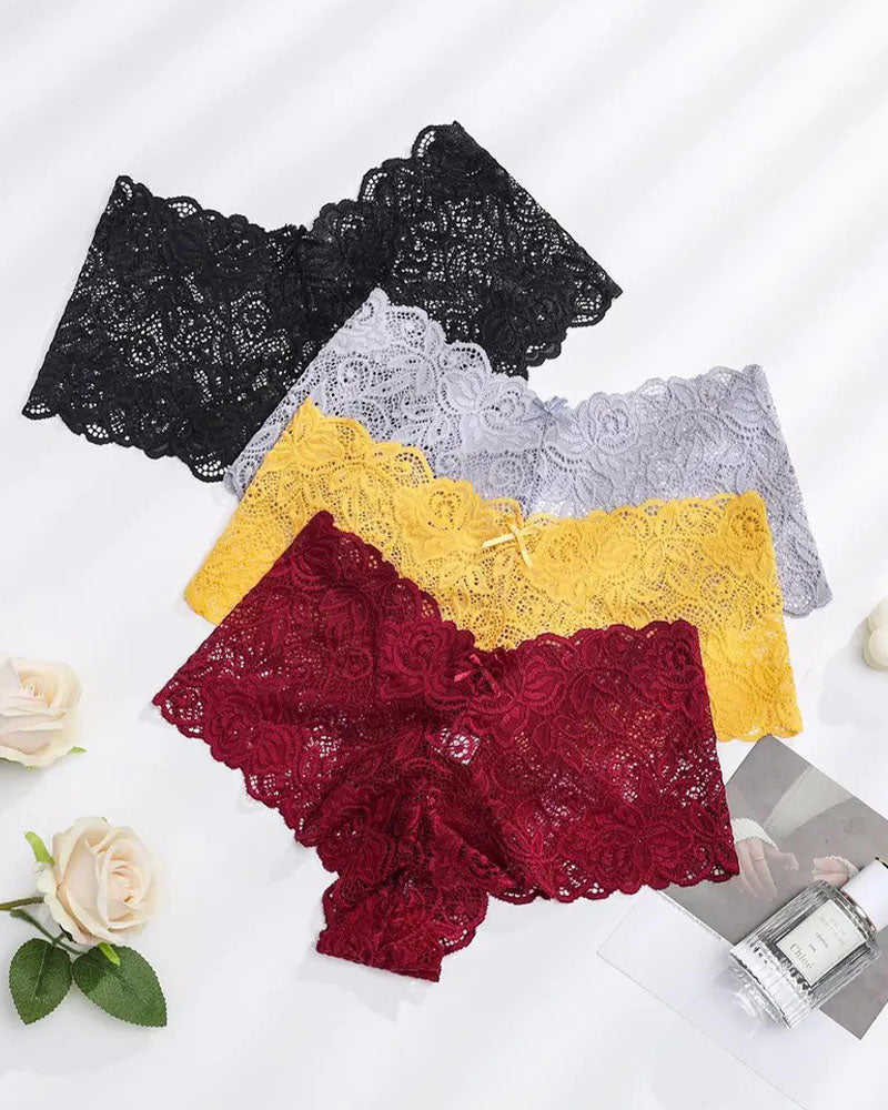 European And American Style Lace Women's Low-Lise Seamless Cut-Out Briefs
