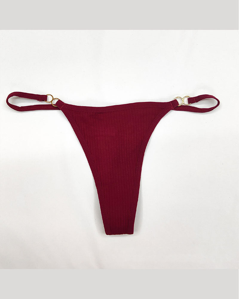 Cotton Threaded T-Pants Women's Low Waist Hip Lifting Fitness High Fork Fashionable Thong