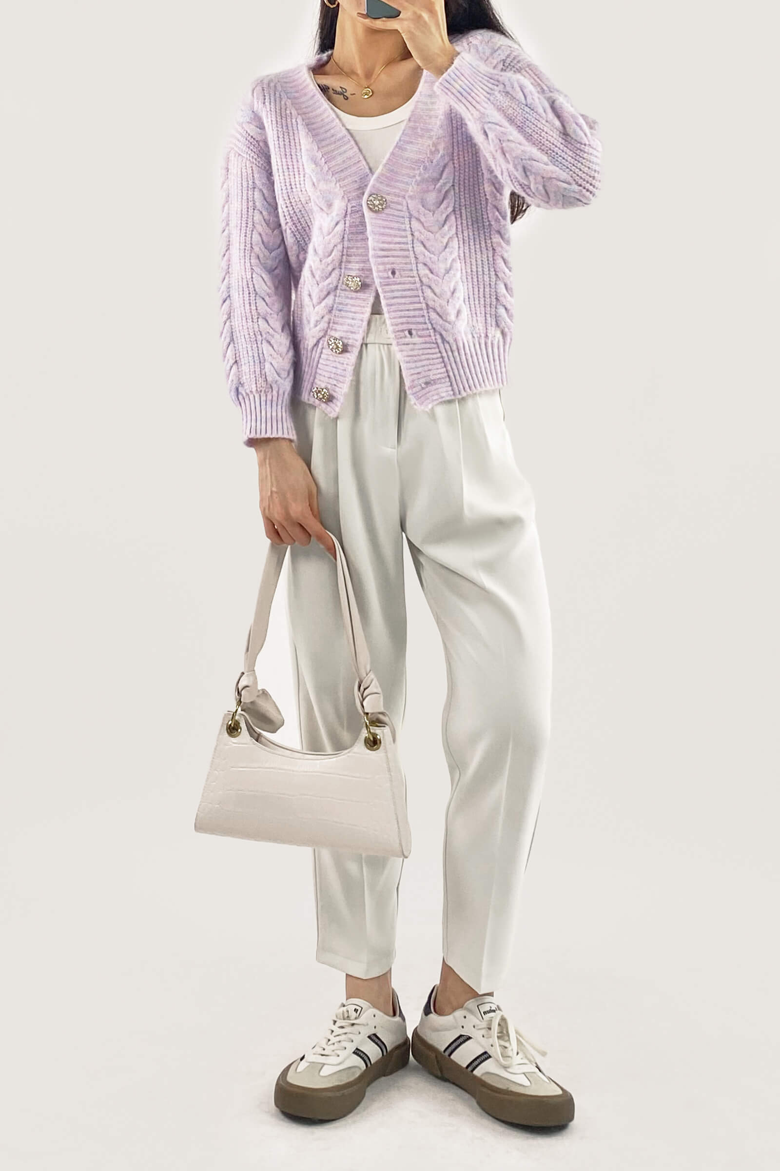 Plum V-Neck Long Sleeve Cardigan