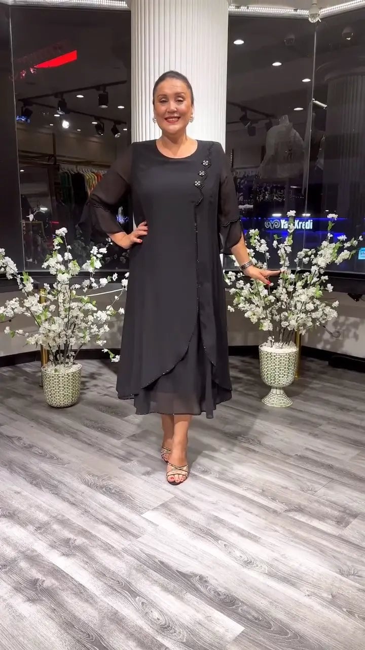 chiffon solid color loose dress