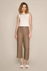 Ivory Round Neck Rib-Knit Tank Top