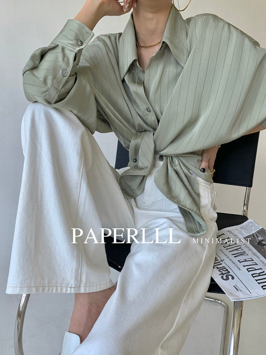 Satin Ballon Green Sleeve Blouse