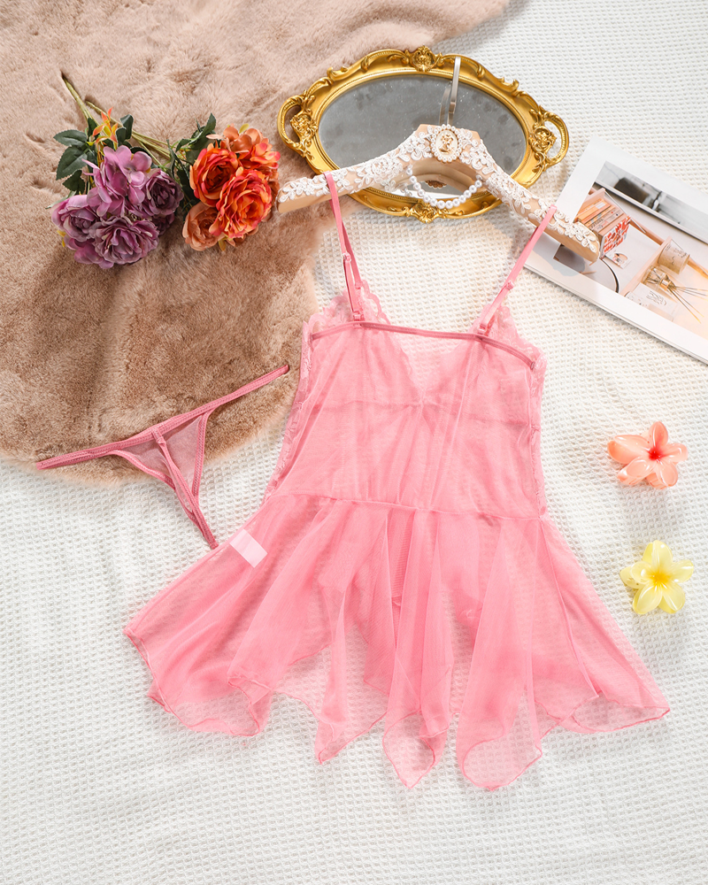 Sheer Mesh Babydoll Nightgown