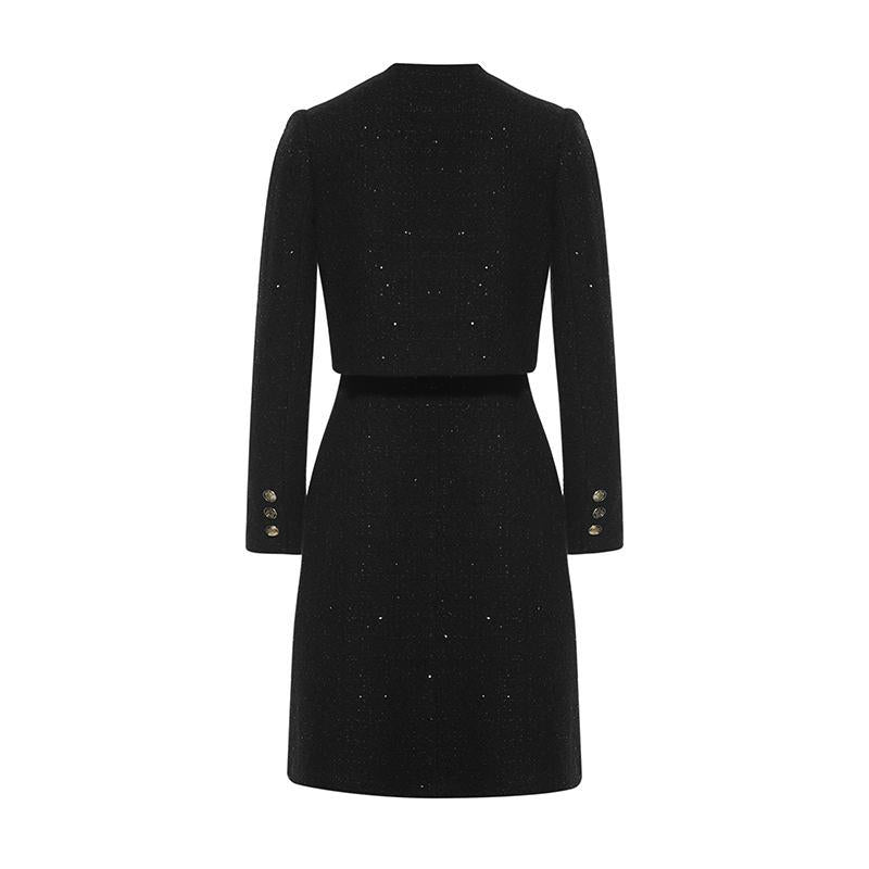 Tweed Fake Two-piece Woolen Dress