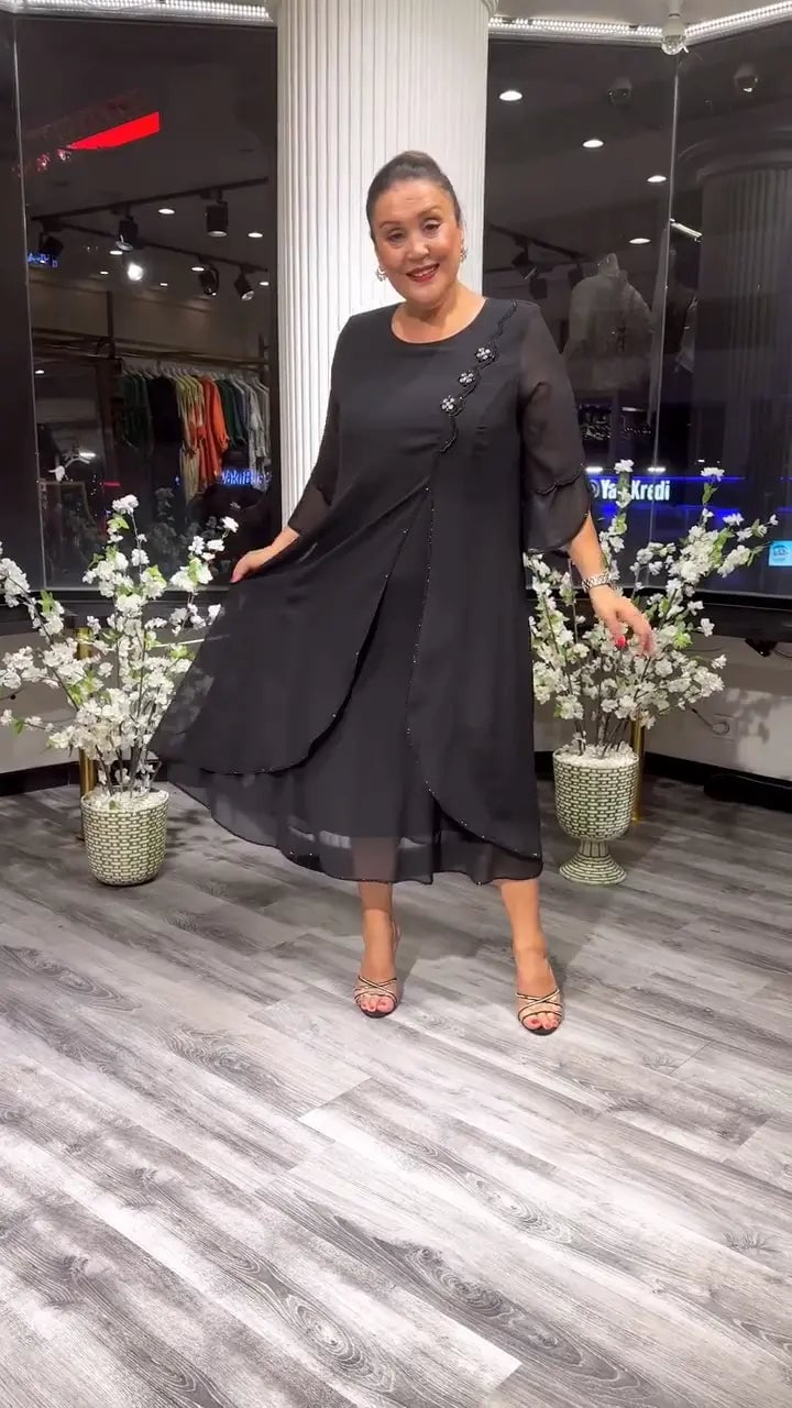 chiffon solid color loose dress