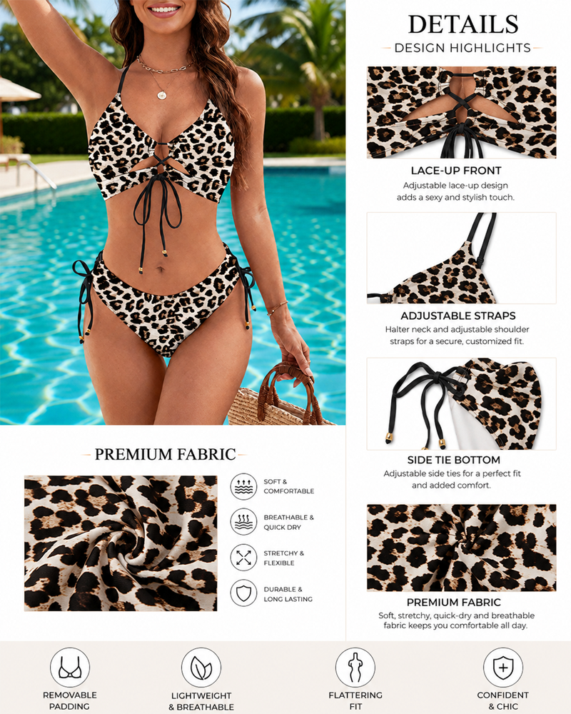 Tie-Strap Backless Two-Piece Bikini