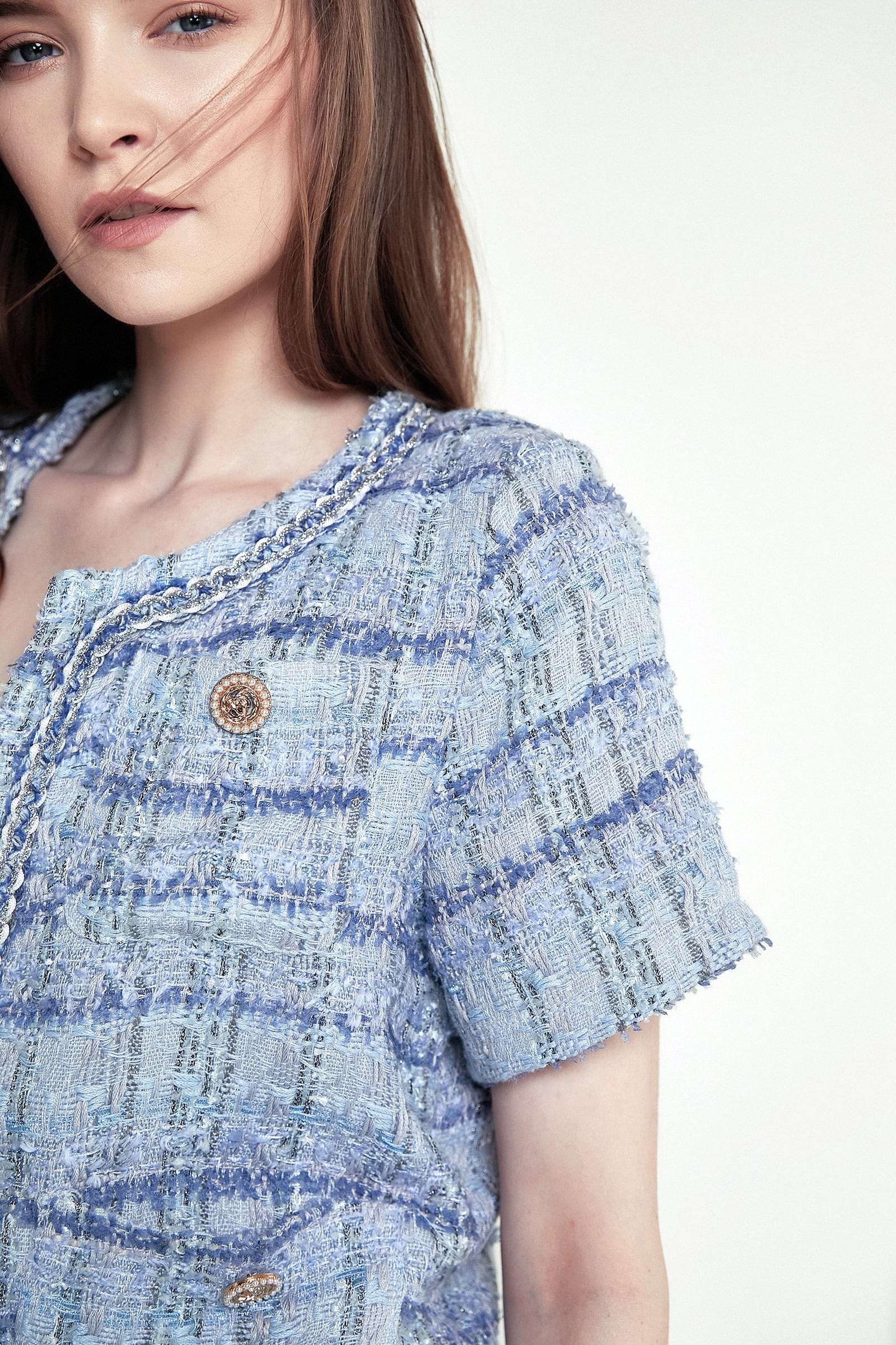 Royal Blue Pocket Front Tweed Jacket