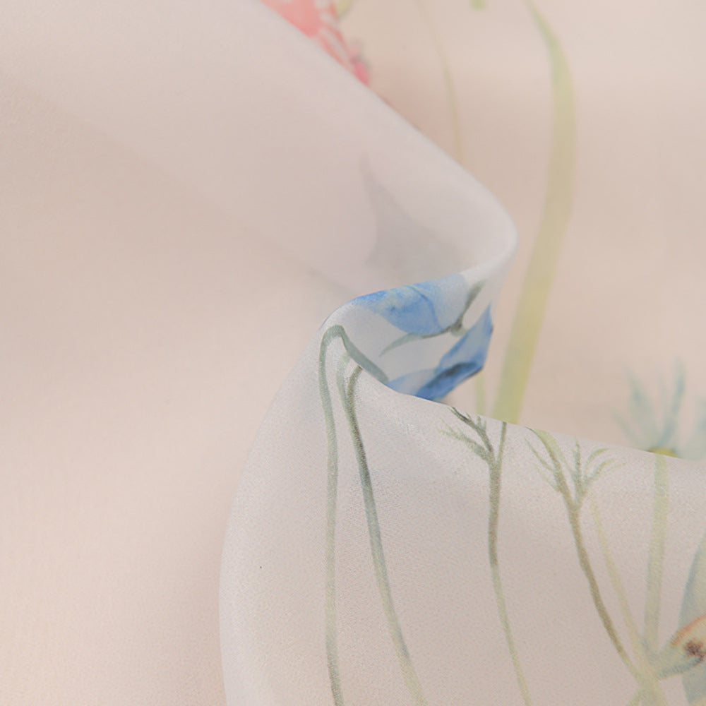 French Print Long-Sleeved Dress