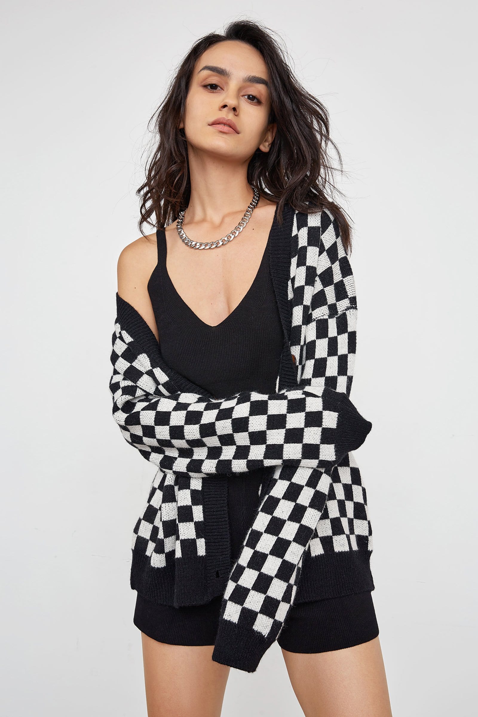 Jaycie Black Plaid Cardigan