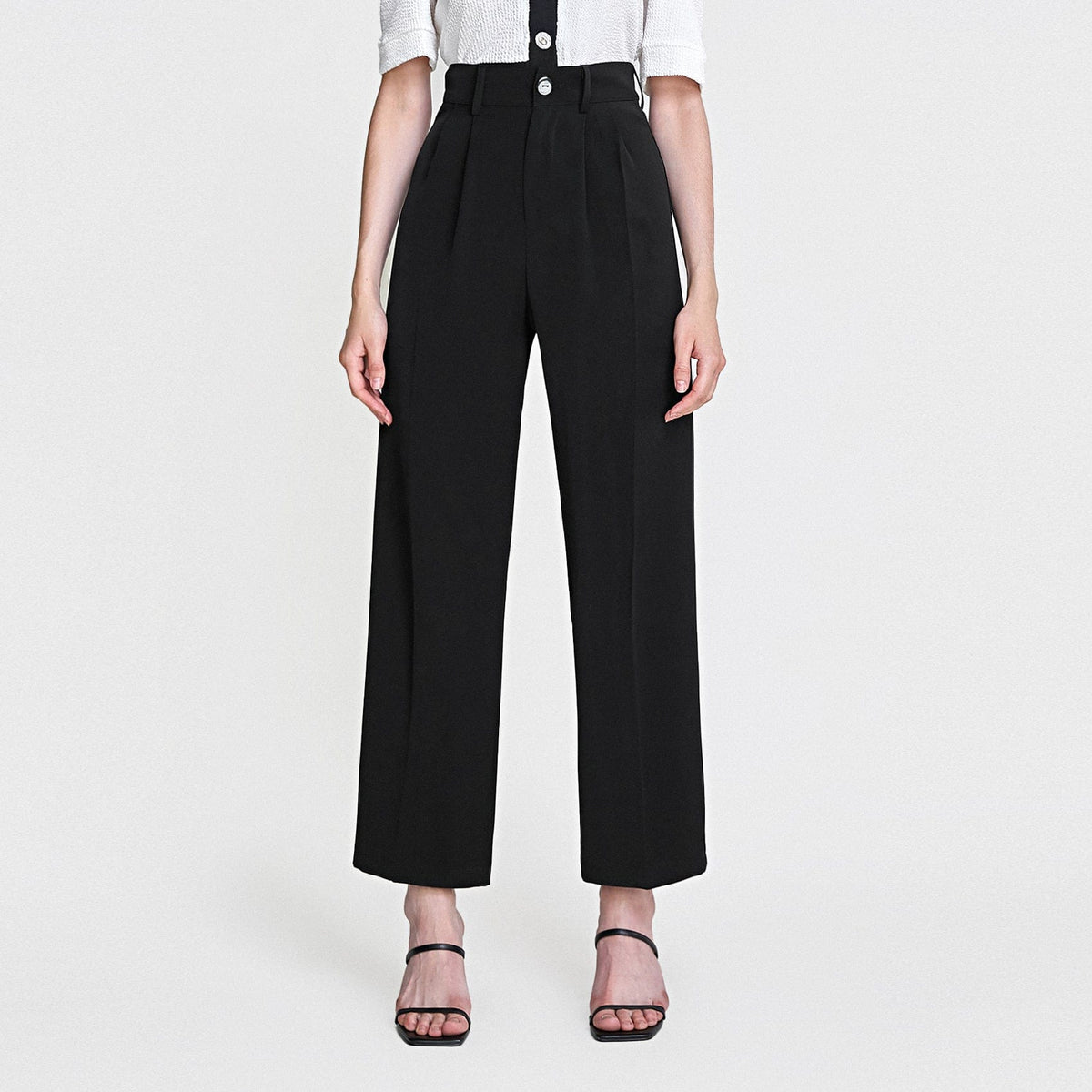 Black Straight Leg Suit Pants