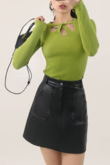 Green Knitted Cut Out Detail Sweater
