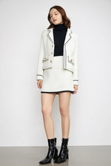 Nakoa White Contrast Trim Blazer