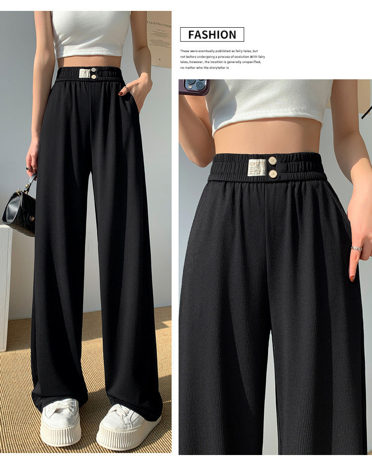 Black High-Waisted Straight Slacks