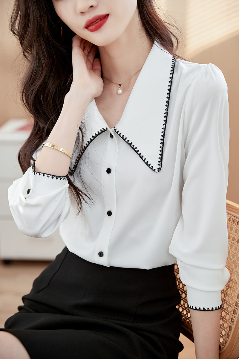 White Jakayla Doll Collar Shirt