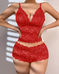 Floral Lace Push-Up Camisole Lingerie Set