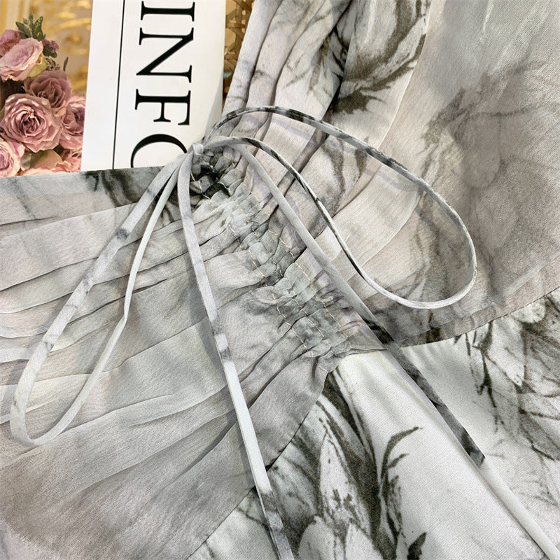 Ink-Qrint Maxi Dress With Nipped-In Waist