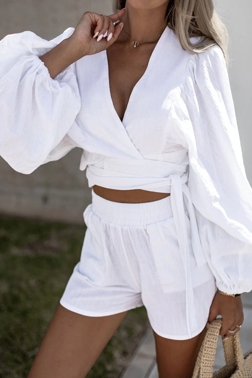 Divinely Sunny Wrap Long Sleeve Suit - 3 Colors