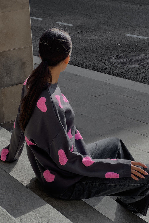 Warmly Adorable Heart Oversized Knit Top - 7 Colors