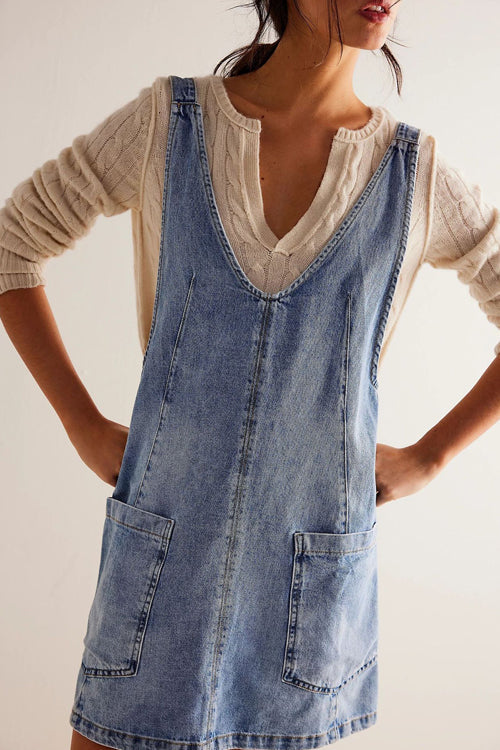 On This Sweet Day Backless Denim Mini Dress - 5 Colors