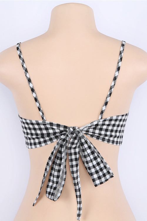 Tartan Spaghetti Tied Bra