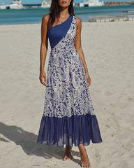 Blue Paisley Print Swimsuit Set