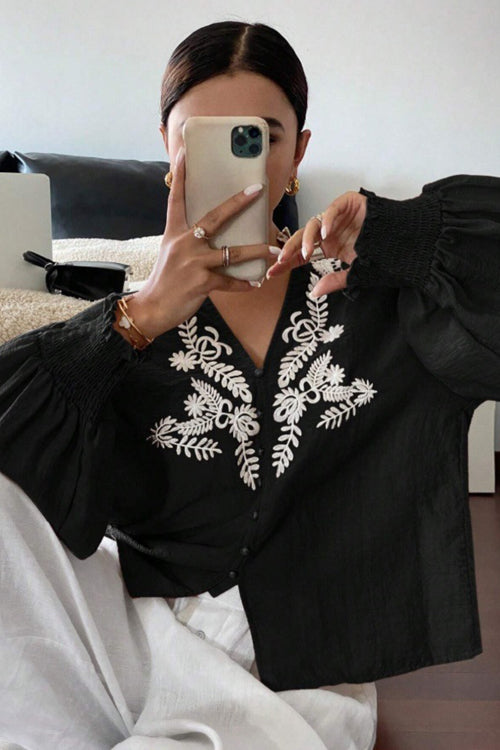 Everyday Luck Floral Embroidered Cotton Top - 5 Colors