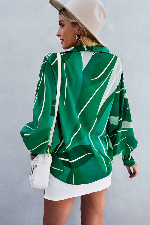 Life Of Love Print Button Down Smocked Top - 7 Colors