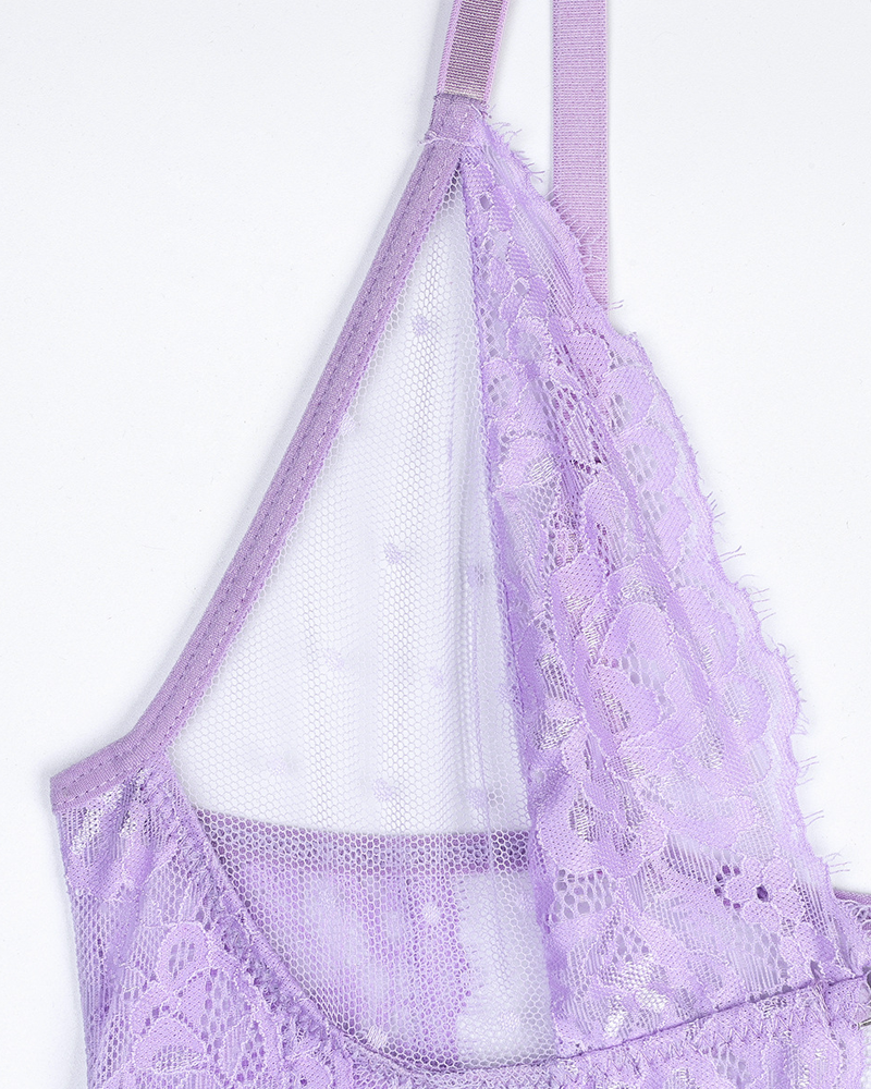 Polka Dot Sheer Mesh Lace Cami Slip Dress