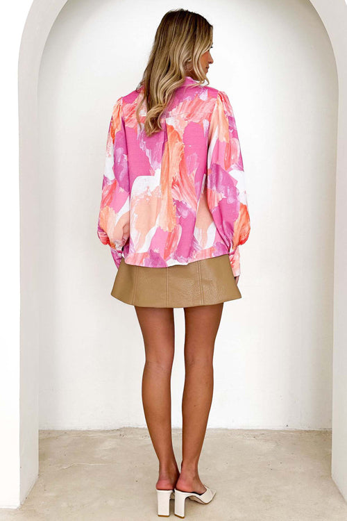 Help You Out Print Collared Long Sleeve Top - 3 Colors