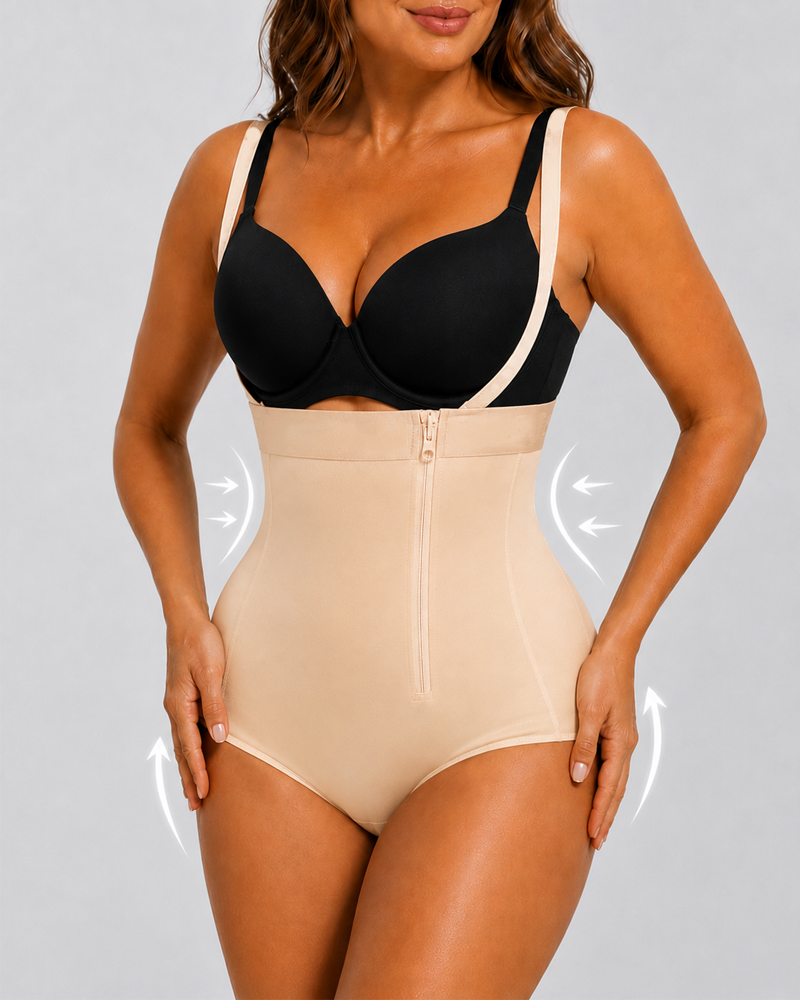 Highly Breathable High-Waisted Side-Zip Shapewear Bodysuits
