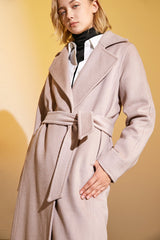 Thistle 100% Wool Notched Collar Tie Belt Coat