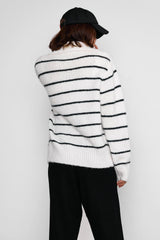 Darell White Pinstrip Cardigan