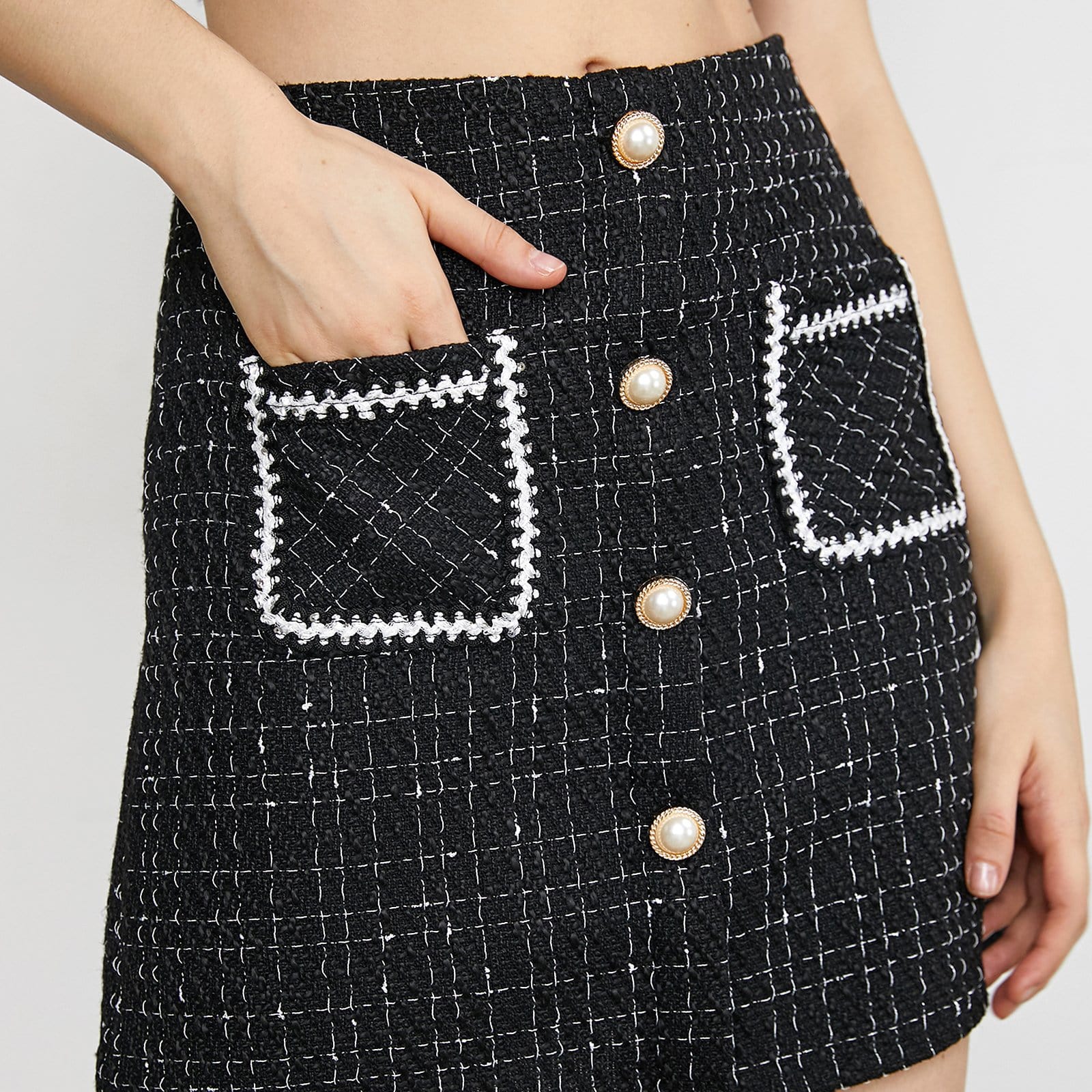November Black Button Skirt