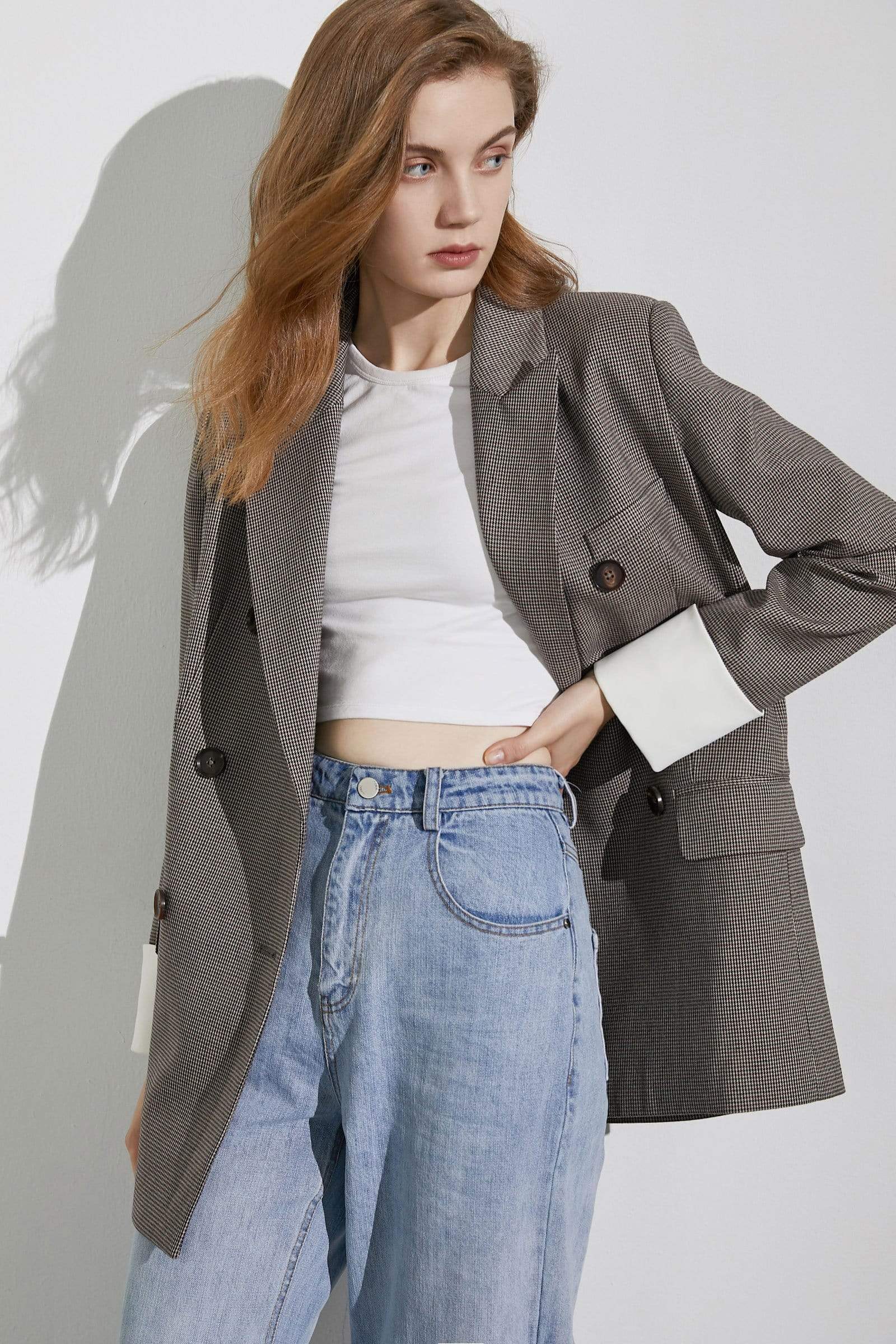 Herringbone Grey Oversized Blazer