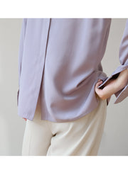 Purple Satin Concealed Button Shirt