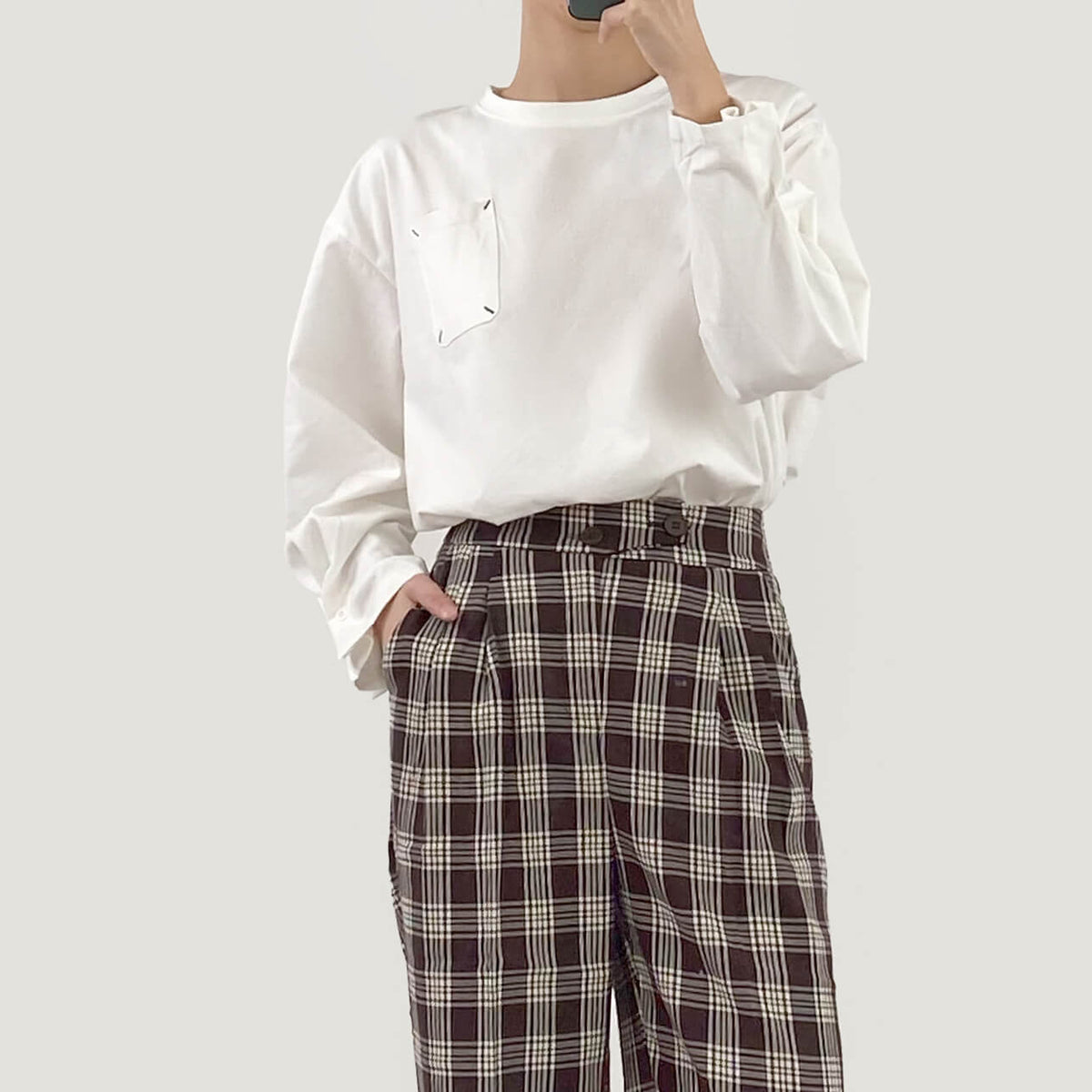 White Patch Pocket Drop Shoulder T-Shirt