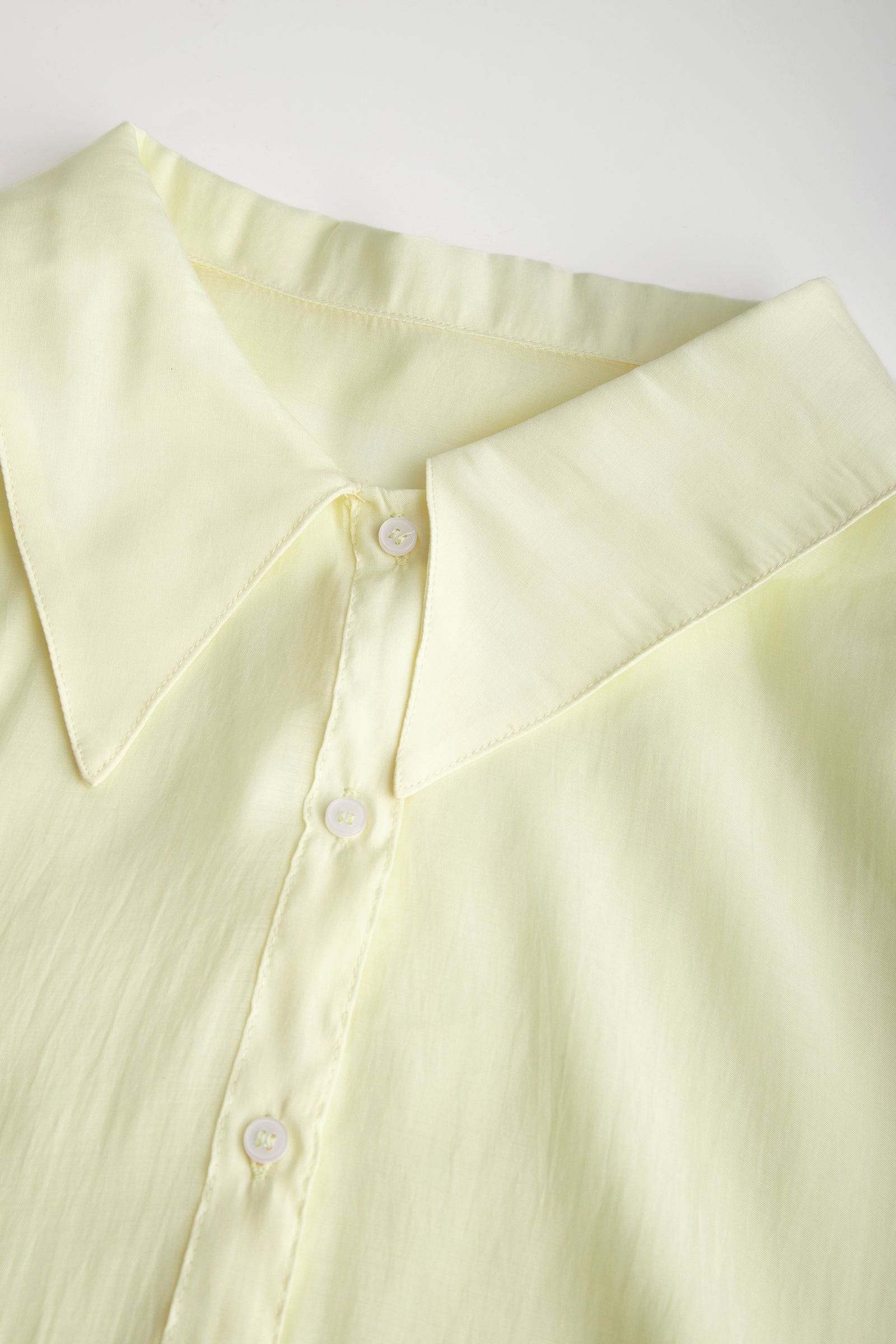 Lemon Chiffon Button-Up Drop Shoulder Oversized Shirt